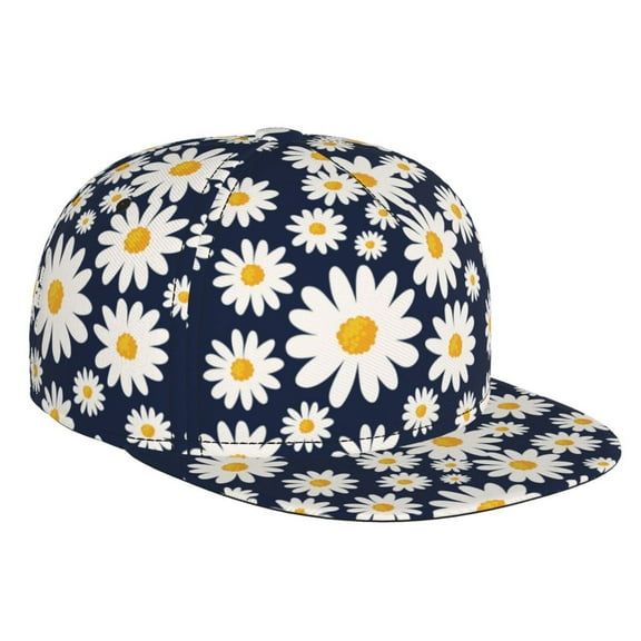 Hirioo Daisy Floral for Baseball Cap Men Cap Flat Brim for Men Women Teens Adjustable Baseball Cap