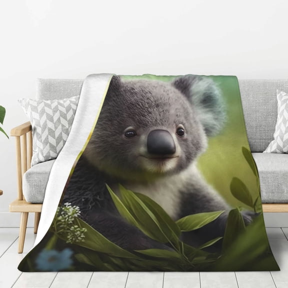 Hirioo Daisy Koala for Flannel Blanket, Cozy and Warm Throw for Bed or Couch ,Perfect for All Seasons-40"x30"
