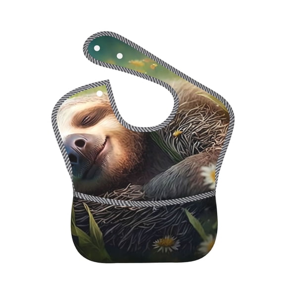 Hirioo Daisy Sleeping Sloth for Baby Waterproof Pocket Bib Adjustable Closed for Babies Toddlers with Large Pocket 6-24Months