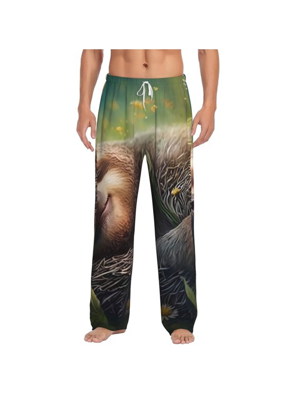 Daisy Sleeping Sloth for Men's PJ Pajama Pants Sleep Pants Men's Home Trousers with Pockets,S-3XL-Medium