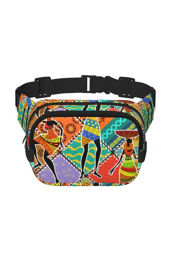 Dancing African Womans for Double Layer Waist Bag Adjustable Fanny Pack For Travel Running Hiking
