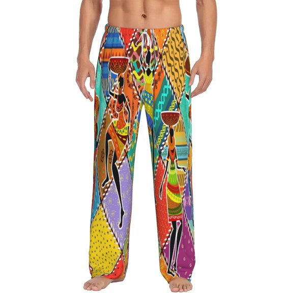 Hirioo Dancing African Womans for Men's PJ Pajama Pants Sleep Pants Men's Home Trousers with Pockets,S-3XL-Large