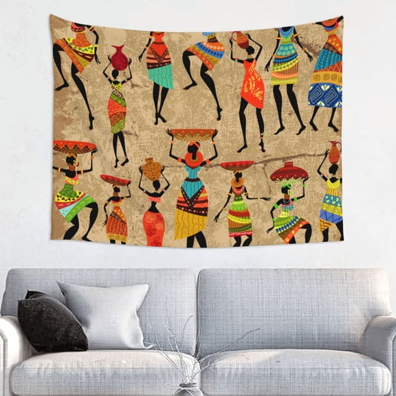 Hirioo Dancing African Women Print Tapestry Lightweight Fabric for Bedroom Aesthetic Home Wall Dorm Dcor Living Room Decor 29x37 Inch