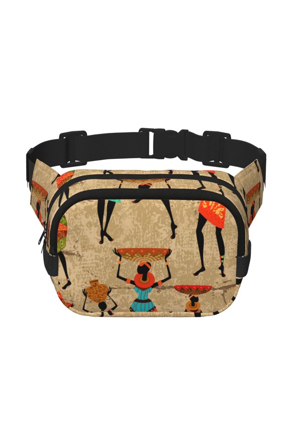 Dancing African Women for Double Layer Waist Bag Adjustable Fanny Pack For Travel Running Hiking
