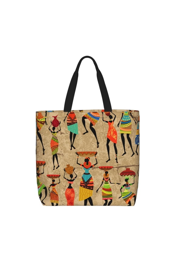 Dancing African Women for Tote Bag for Women, Quilted Shoulder Bag with Zipper, Large Capacity Handbags for Casual, Travel, Work