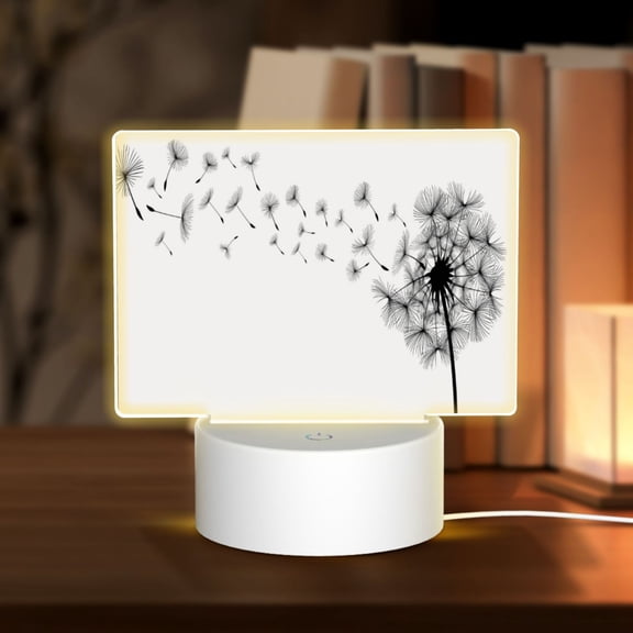 Hirioo Dandelion Blowing In The Wind for Rectangular Acrylic with Night Light Best Gifts for Lover Girl Mom, Valentine's Day Anniversary Birthday Wedding Present