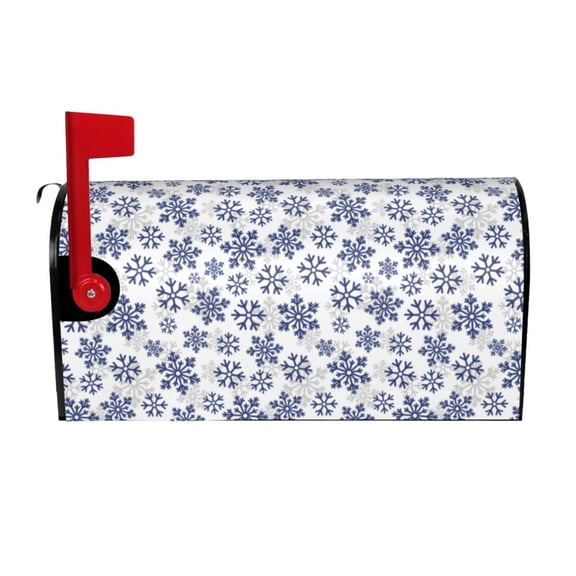 Hirioo Dark Blue Snowflakes for Magnetic, Waterproof Mailbox Cover,Perfect for Fall, Winter, Spring, and Summer Outdoor Decor-21x18 in