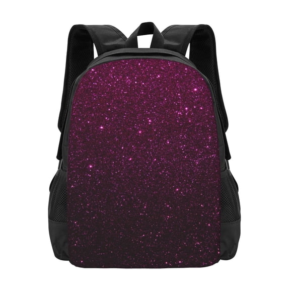 Hirioo Dark Purple Glitter for Minimalist Backpack Large Capacity Backpack Travel Backpack For School