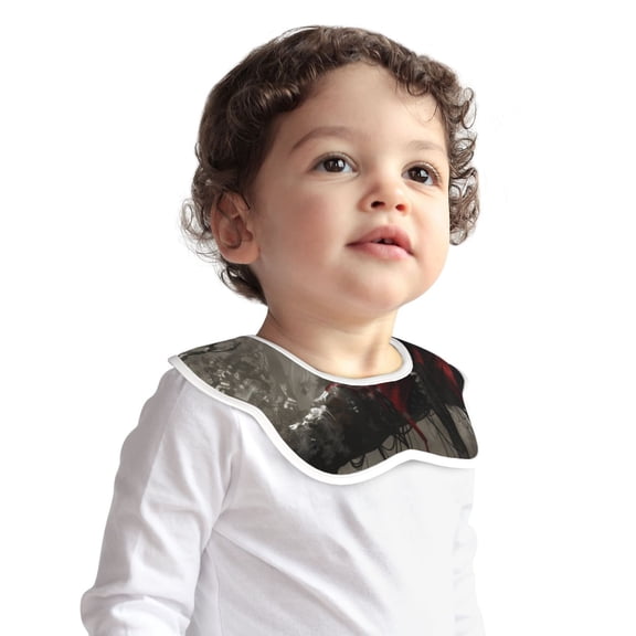 Hirioo Dark Red Hooded Girl for Baby Cotton Petal Bib Drool Bibs for Baby Boy Unisex