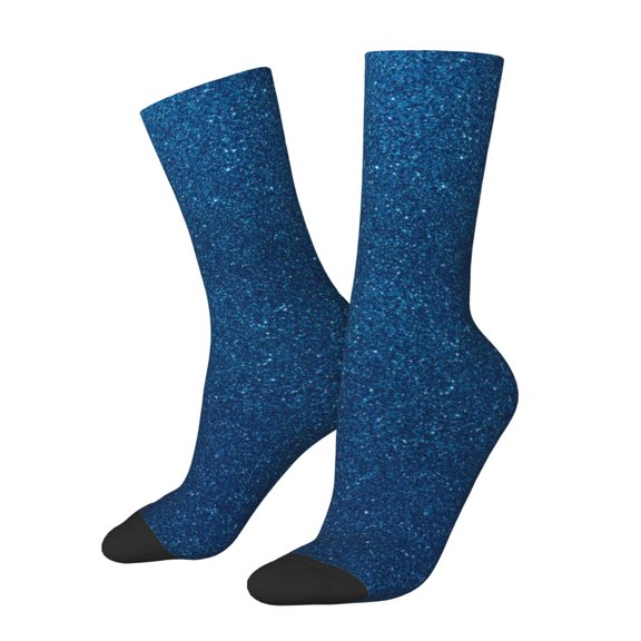 Hirioo Deep Blue Glitter Pattern Adult Middle Tube Socks Breathable Sock Non-Pilling,Contrasting Color Design