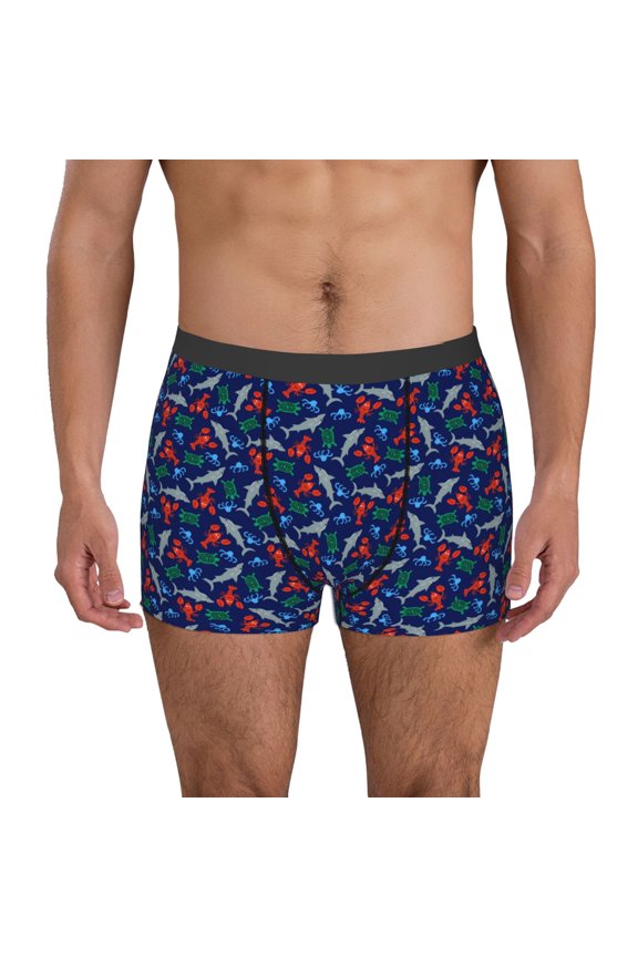 Deep Down In The Ocean for Men's Boxer Briefs Men Cotton Underwear Boxer Briefs Panties-Small