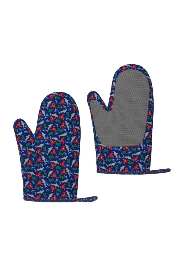 Deep Down In The Ocean for Silicone Oven Mitts for BBQ, Baking, Cooking, Set of 2, Heat Resistant 260, Non-Slip Kitchen Essentials