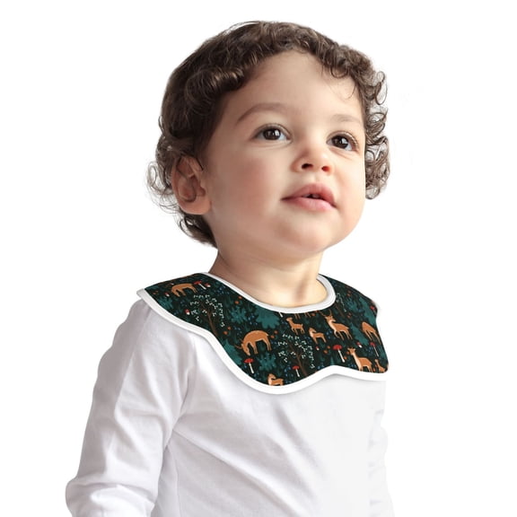 Hirioo Deers In The Forest for Baby Cotton Petal Bib Drool Bibs for Baby Boy Unisex