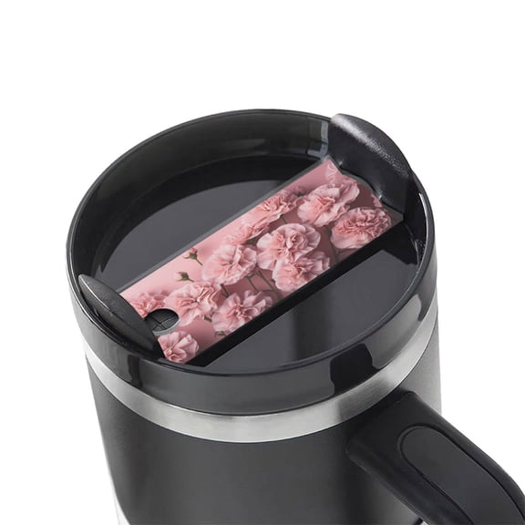 Hirioo Delicate Pink Carnations for Stanley Cup Lid Nameplate Personalized Acrylic Nameplate Tumbler Lid Topper(30oz , 40oz)