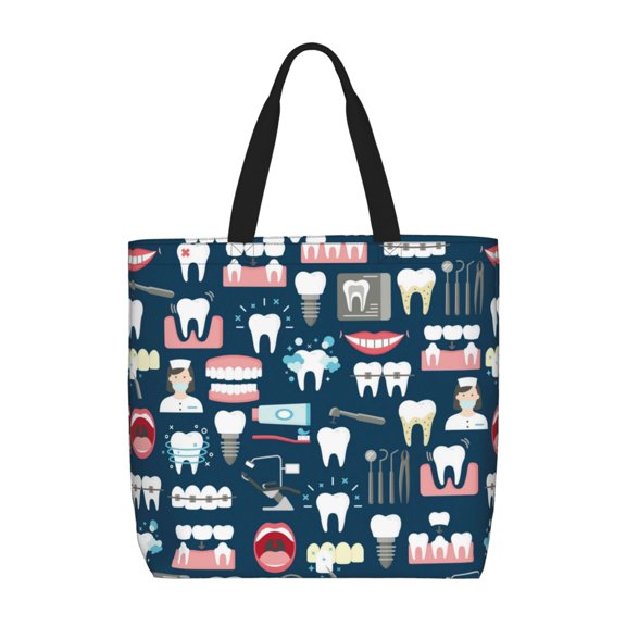 Hirioo Dental for Tote Bag for Women, Quilted Shoulder Bag with Zipper, Large Capacity Handbags for Casual, Travel, Work