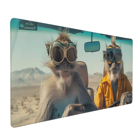Hirioo Desert Monkeys Drive for Mouse Pad ,Anti-Slip Base, Durable Stitched Edges, Perfect for Gaming, Office, and Home Use,16x35.5in
