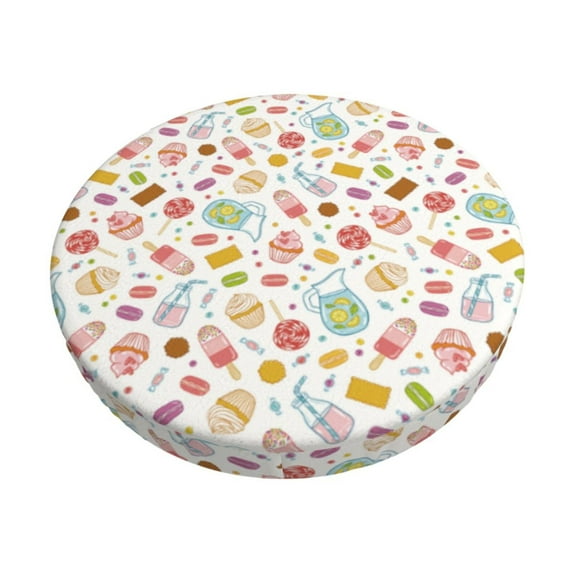 Hirioo Dessert for Round Bar Stool Seat Covers Washable Stool Cushion Slipcover Elastic Bar Chair Covers for 12-14 Inch Chair-13 inch
