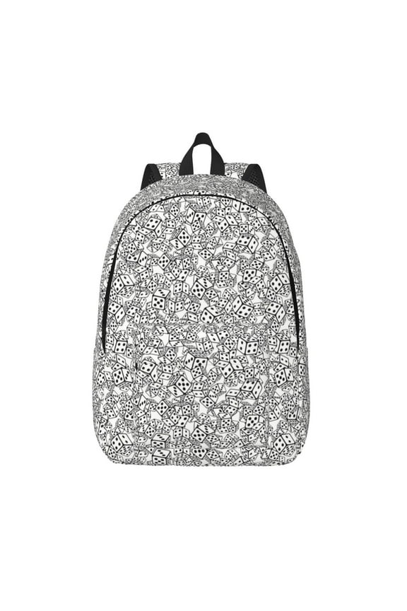 Dice Cubes Canvas Backpack, Durable Travel Backpack with Multiple Compartments,Large Capacity, Backpack for School, Hiking, Work
