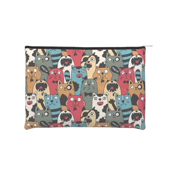 Hirioo Different Cats 1 for Paper Reusable Cosmetic Bag Zipper Encouragement Travel Pouch Toiletry Bag for Women Girls
