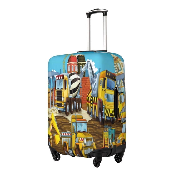 Hirioo Different Construction Site Vehicles for Elasticity Suitcase Cover (No luggage Included) Durable Luggage Protector Fits 18-32 Inch Luggage-Medium