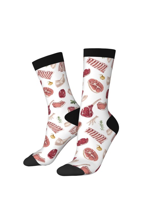 Different Meat Pattern Adult Middle Tube Socks Breathable Sock Non-Pilling,Contrasting Color Design