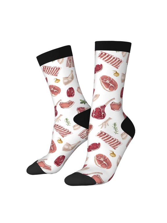 Different Meat Pattern Adult Middle Tube Socks Breathable Sock Non-Pilling,Contrasting Color Design
