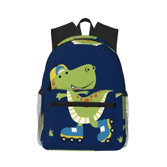 Hirioo Dino Playing Roller Skate for Casual Backpack College Backpack Laptop Backpack for Women and Men College Workplace Travel