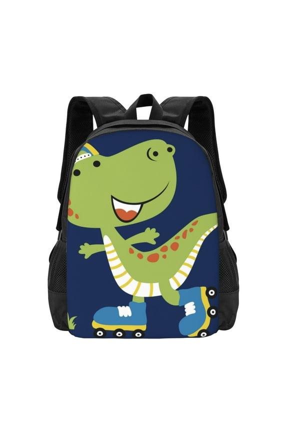 Dino Playing Roller Skate for Minimalist Backpack Large Capacity Backpack Travel Backpack For School