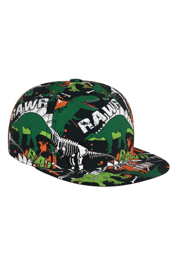 Dinosaur Skeleton for Baseball Cap Men Cap Flat Brim for Men Women Teens Adjustable Baseball Cap