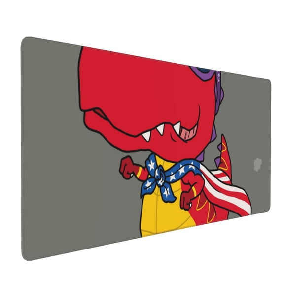 Hirioo Dinosaur Super Hero Cartoon for Mouse Pad ,Anti-Slip Base, Durable Stitched Edges, Perfect for Gaming, Office, and Home Use,16x35.5in