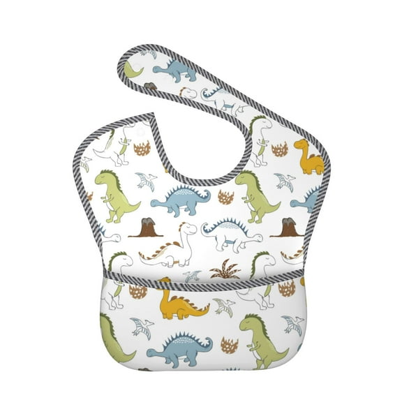 Hirioo Dinosaur for Baby Waterproof Pocket Bib Adjustable Closed for Babies Toddlers with Large Pocket 6-24Months