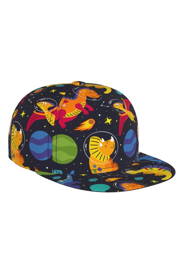 Dinosaurs in Space for Baseball Cap Men Cap Flat Brim for Men Women Teens Adjustable Baseball Cap