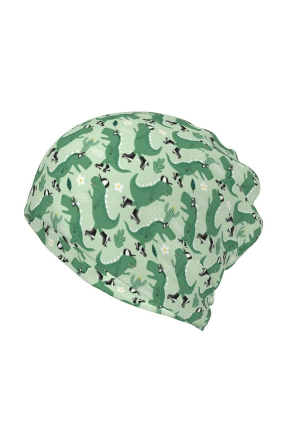 Dinosaurs on Roller Skater for Multifunction Beanie Hat for Men and Women Unisex for Winter Sports, Outdoor Activities, and Daily Wear