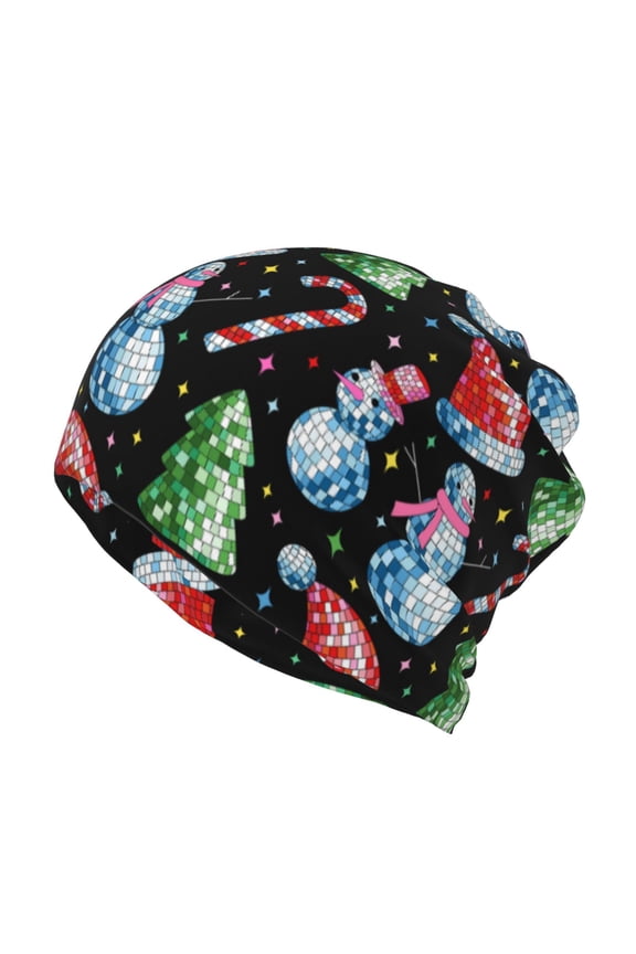 Disco Mirror Ball Snowman for Multifunction Beanie Hat for Men and Women Unisex for Winter Sports, Outdoor Activities, and Daily Wear