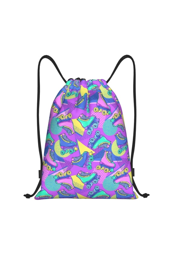 Disco Roller Skates Print Drawstring Backpack Bag Sport Versatile Sports Backpack for Gym, Travel, Swimming, Beach