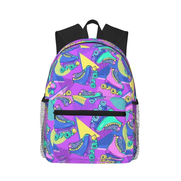 Hirioo Disco Roller Skates for Casual Backpack College Backpack Laptop Backpack for Women and Men College Workplace Travel