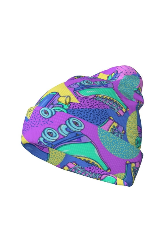 Disco Roller Skates for Men's Knit Cuffed Beanie for Outdoor Activities Unisex