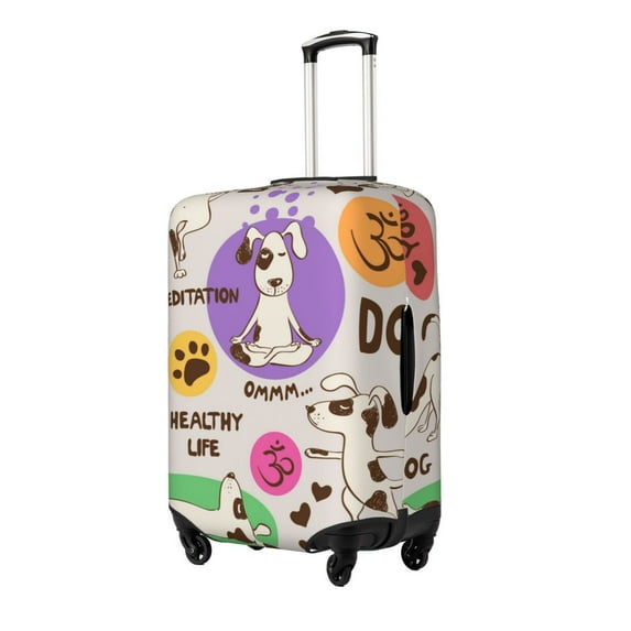 Hirioo Dog Doing Yoga for Elasticity Suitcase Cover (No luggage Included) Durable Luggage Protector Fits 18-32 Inch Luggage-Medium