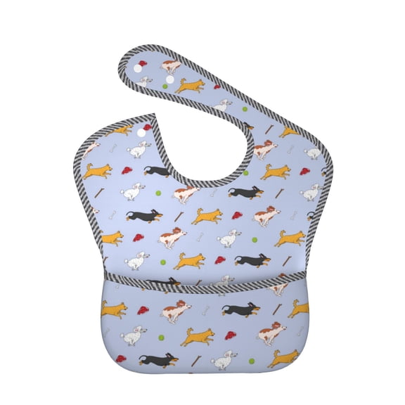 Hirioo Dogs Are Running for Baby Waterproof Pocket Bib Adjustable Closed for Babies Toddlers with Large Pocket 6-24Months