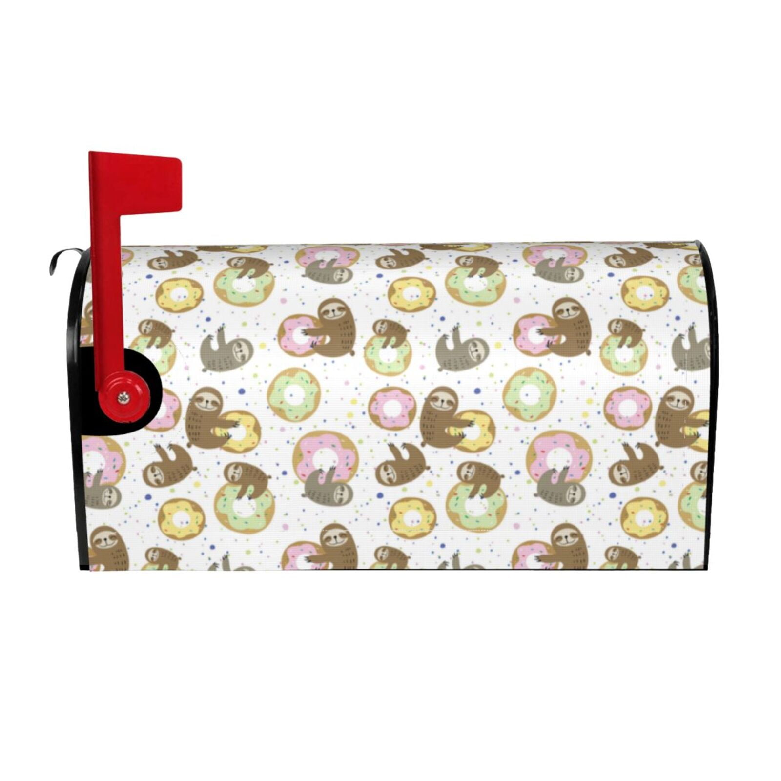 Hirioo Donut Sloth for Magnetic, Waterproof Mailbox Cover,Perfect for Fall, Winter, Spring, and Summer Outdoor Decor-25.5x21 in