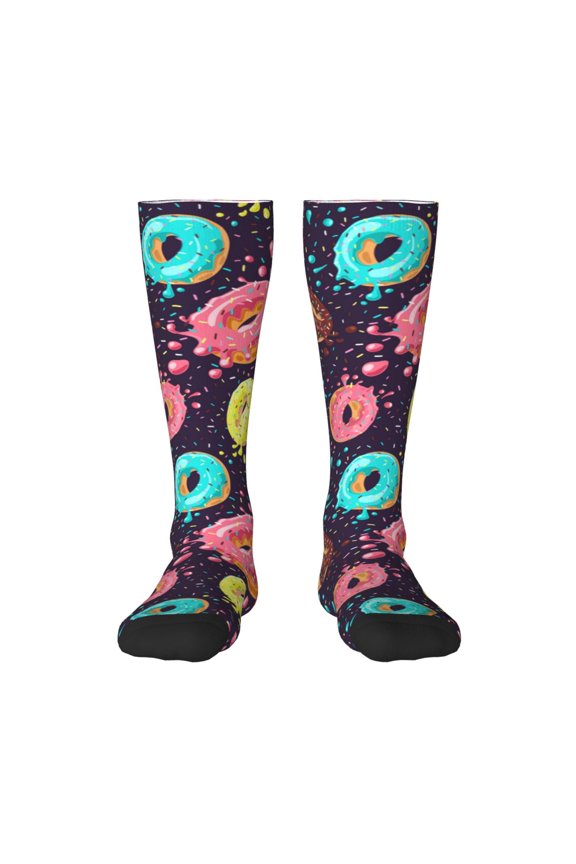 Donuts1 for Adult Stockings Breathable Sock Non-Pilling,Contrasting Color Design