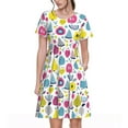 thumbnail image 1 of Hirioo Doodle Fruits for Short Sleeve Dress Women's Short Sleeve Dress with Pockets, 1 of 6