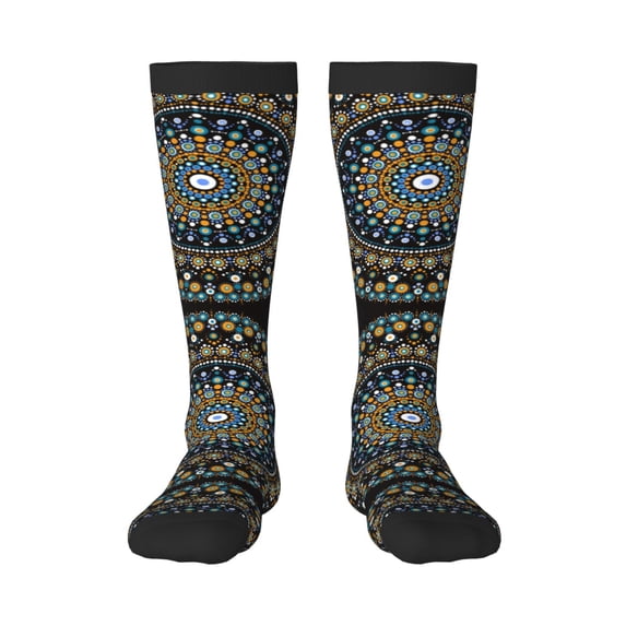 Hirioo Dot Mandala for Adult Stockings Breathable Sock Non-Pilling,Contrasting Color Design