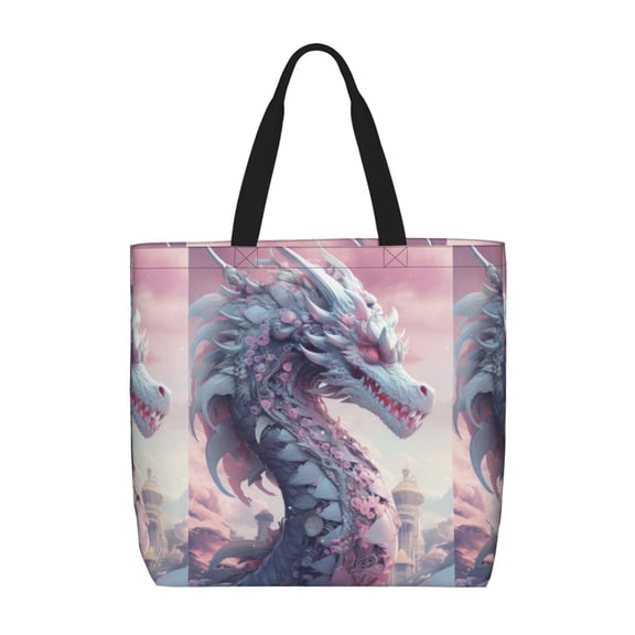 Hirioo Dragon1 for Tote Bag for Women, Quilted Shoulder Bag with Zipper, Large Capacity Handbags for Casual, Travel, Work
