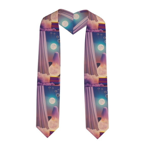 Hirioo Dreamy Moonlit Window for 72" Graduation Shawl Stole Unisex Adults Graduation Sash Honor Graduation Stole for High School and College-Sharp Corner