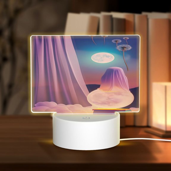 Hirioo Dreamy Moonlit Window for Rectangular Acrylic with Night Light Best Gifts for Lover Girl Mom, Valentine's Day Anniversary Birthday Wedding Present