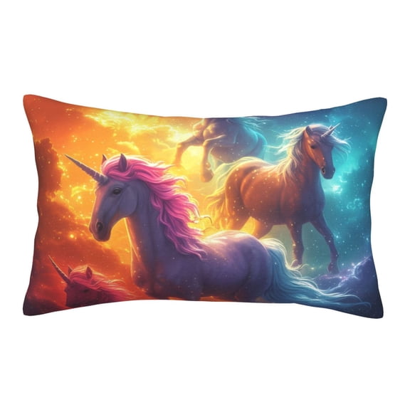 Hirioo Dreamy Night Sky White Horse for Plush Pillow Cover for Bedroom and Living Room ,Elegant, Comfortable Home Decor-14"x20"