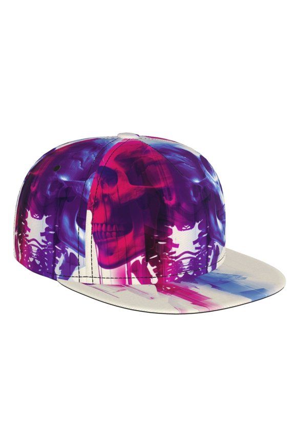 Dual Skulls Colorful Fusion for Baseball Cap Men Cap Flat Brim for Men Women Teens Adjustable Baseball Cap