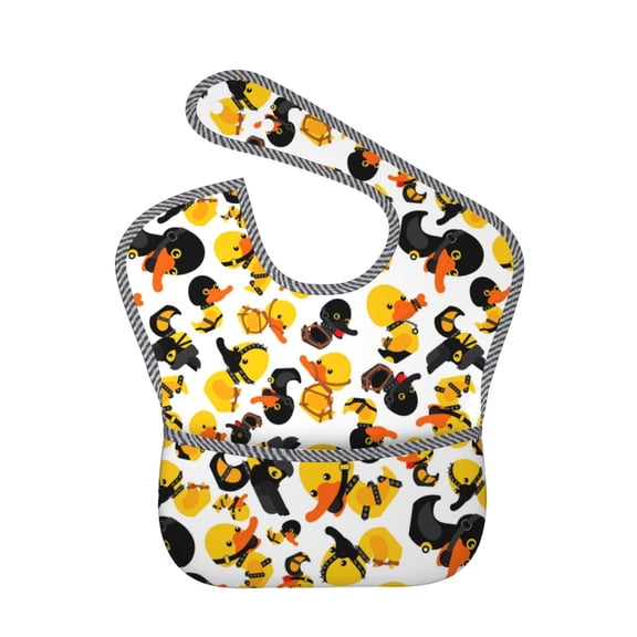 Hirioo Duck In Black Suit1 for Baby Waterproof Pocket Bib Adjustable Closed for Babies Toddlers with Large Pocket 6-24Months