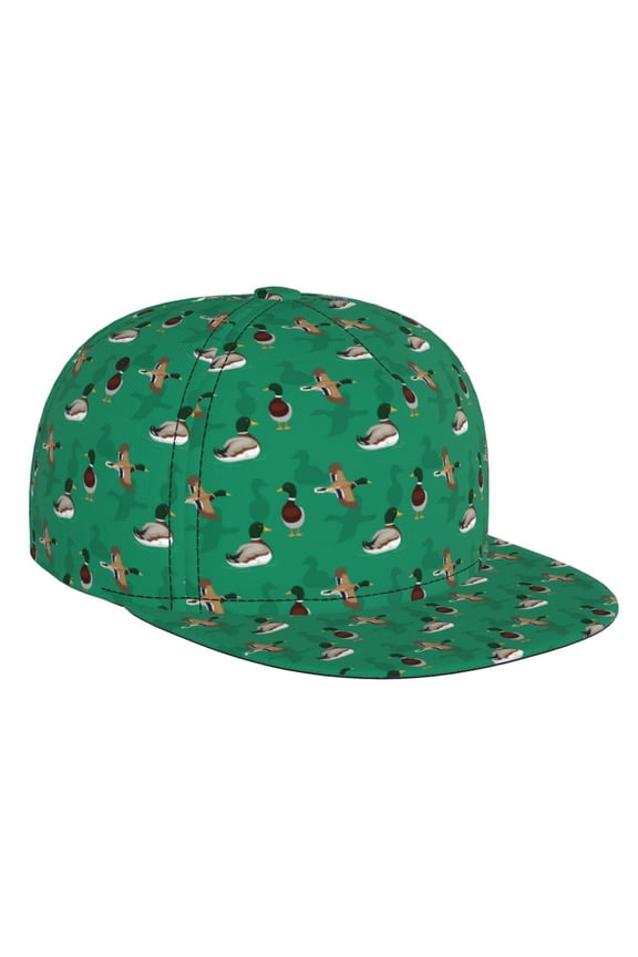Duck Mallard Flying Pose for Baseball Cap Men Cap Flat Brim for Men Women Teens Adjustable Baseball Cap